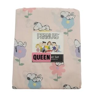 NEW Peanuts Snoopy Pink Florals Spring Queen Sheet Set Berkshire Blanket 4 Piece
